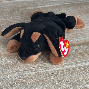 Ty Beanie Baby Black & Tan Doberman Plush “Doby”
